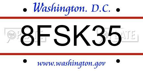 8FSK35 District Of Columbia License Plate