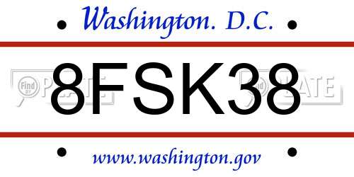8FSK38 District Of Columbia License Plate