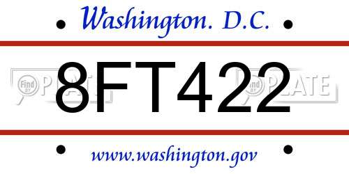 8FT422 District Of Columbia License Plate