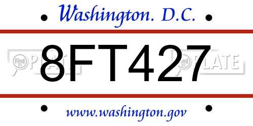 8FT427 District Of Columbia License Plate