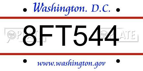 8FT544 District Of Columbia License Plate