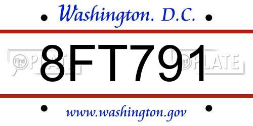 8FT791 District Of Columbia License Plate