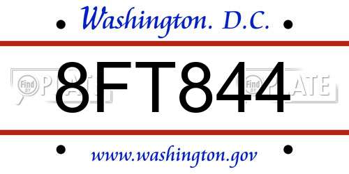 8FT844 District Of Columbia License Plate