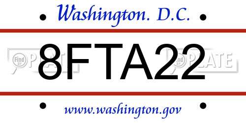 8FTA22 District Of Columbia License Plate