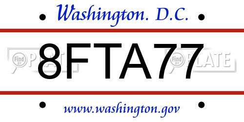 8FTA77 District Of Columbia License Plate