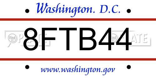 8FTB44 District Of Columbia License Plate
