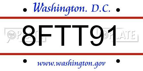 8FTT91 District Of Columbia License Plate