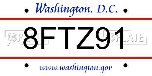 8FTZ91 District Of Columbia License Plate