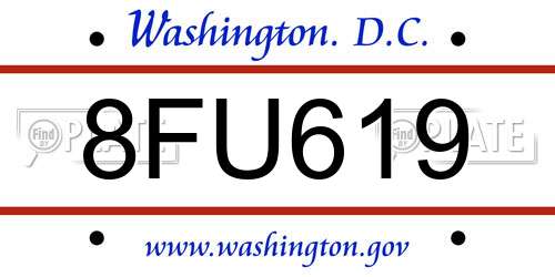 8FU619 District Of Columbia License Plate