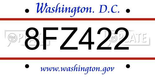 8FZ422 District Of Columbia License Plate