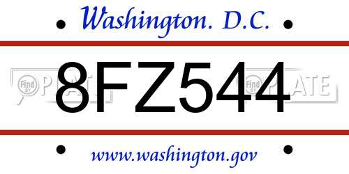 8FZ544 District Of Columbia License Plate