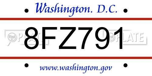 8FZ791 District Of Columbia License Plate