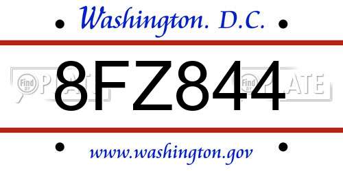 8FZ844 District Of Columbia License Plate
