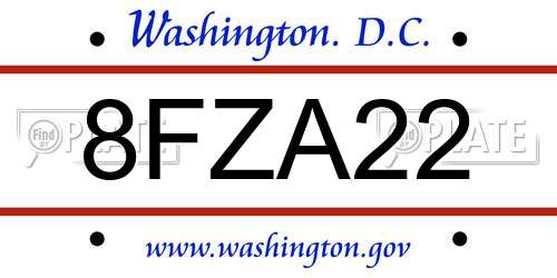 8FZA22 District Of Columbia License Plate