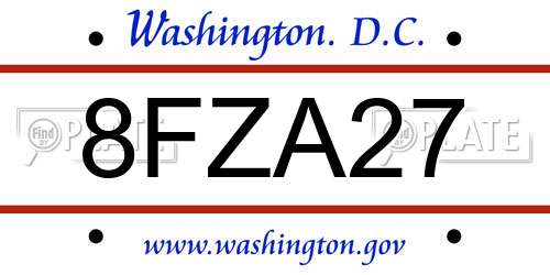 8FZA27 District Of Columbia License Plate