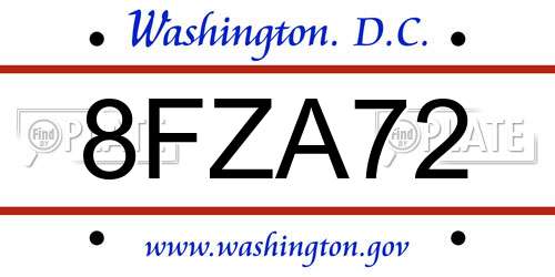 8FZA72 District Of Columbia License Plate