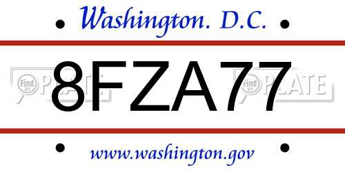 8FZA77 District Of Columbia License Plate