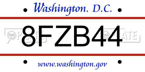 8FZB44 District Of Columbia License Plate