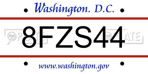 8FZS44 District Of Columbia License Plate