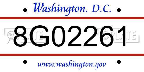 8G02261 District Of Columbia License Plate