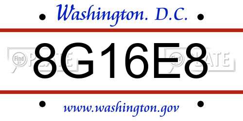 8G16E8 District Of Columbia License Plate