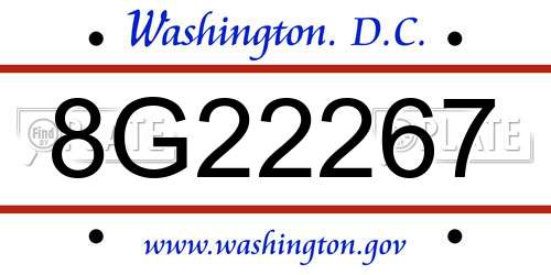 8G22267 District Of Columbia License Plate