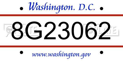 8G23062 District Of Columbia License Plate