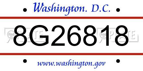 8G26818 District Of Columbia License Plate