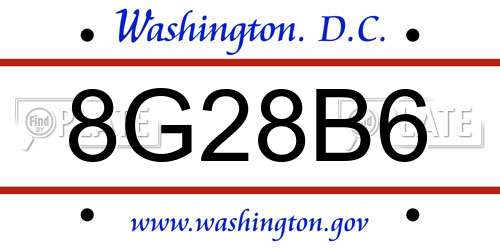 8G28B6 District Of Columbia License Plate