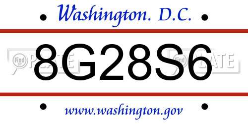 8G28S6 District Of Columbia License Plate