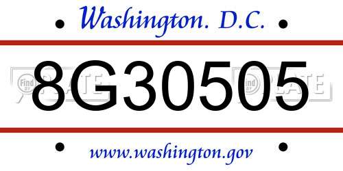 8G30505 District Of Columbia License Plate