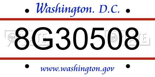 8G30508 District Of Columbia License Plate