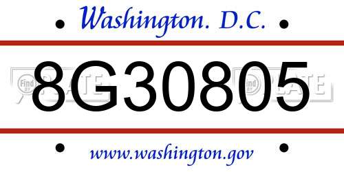 8G30805 District Of Columbia License Plate