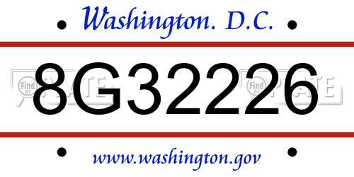 8G32226 District Of Columbia License Plate