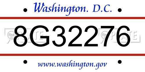 8G32276 District Of Columbia License Plate