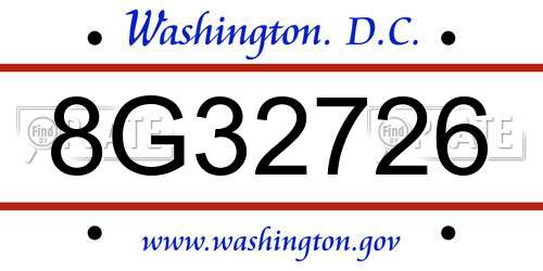 8G32726 District Of Columbia License Plate