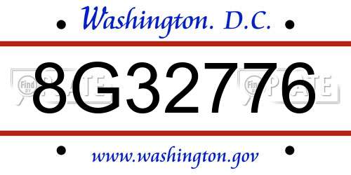 8G32776 District Of Columbia License Plate