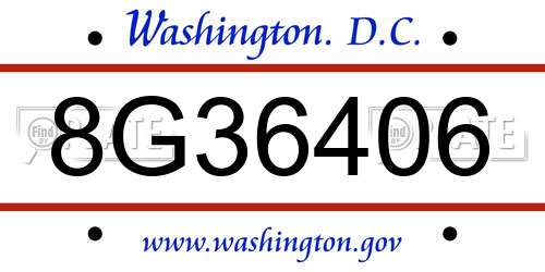 8G36406 District Of Columbia License Plate