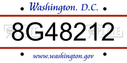 8G48212 District Of Columbia License Plate