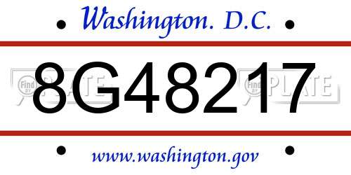 8G48217 District Of Columbia License Plate