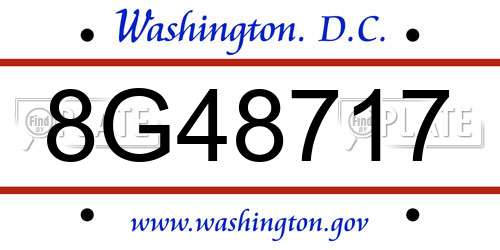 8G48717 District Of Columbia License Plate