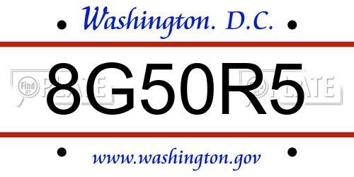 8G50R5 District Of Columbia License Plate