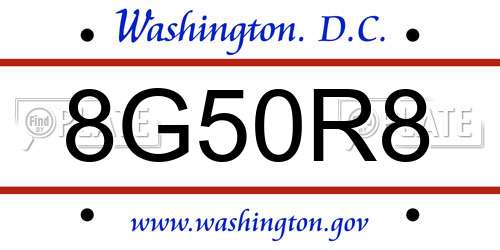 8G50R8 District Of Columbia License Plate