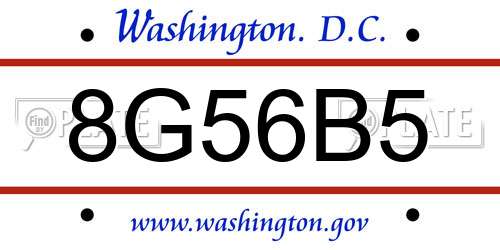 8G56B5 District Of Columbia License Plate
