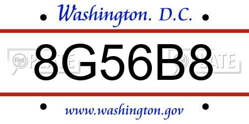 8G56B8 District Of Columbia License Plate