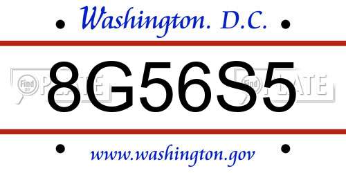 8G56S5 District Of Columbia License Plate