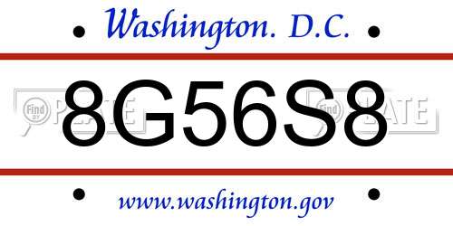 8G56S8 District Of Columbia License Plate