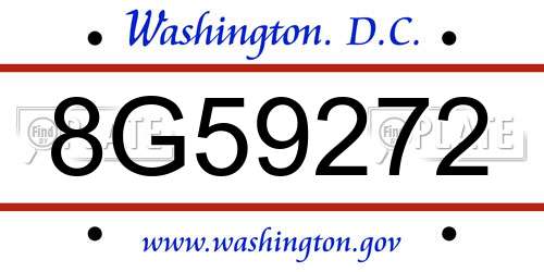 8G59272 District Of Columbia License Plate