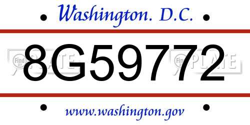 8G59772 District Of Columbia License Plate