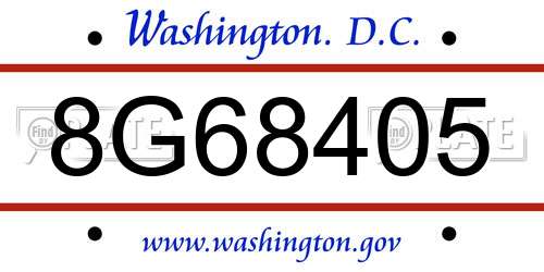 8G68405 District Of Columbia License Plate